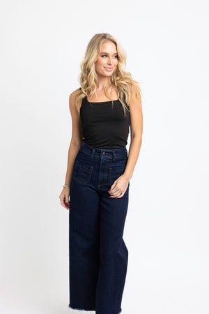 KARLIE CLOTHES Women's Top BLACK / S 217 SQ NK TK BODYST FT5784KL