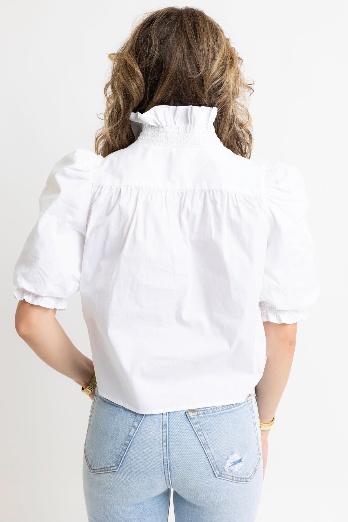 KARLIE CLOTHES Women's Top Karlie Poplin Ruffle Sleeve Top