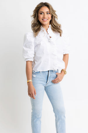 KARLIE CLOTHES Women's Top Karlie Poplin Ruffle Sleeve Top