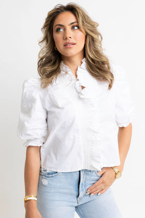 KARLIE CLOTHES Women's Top Karlie Poplin Ruffle Sleeve Top