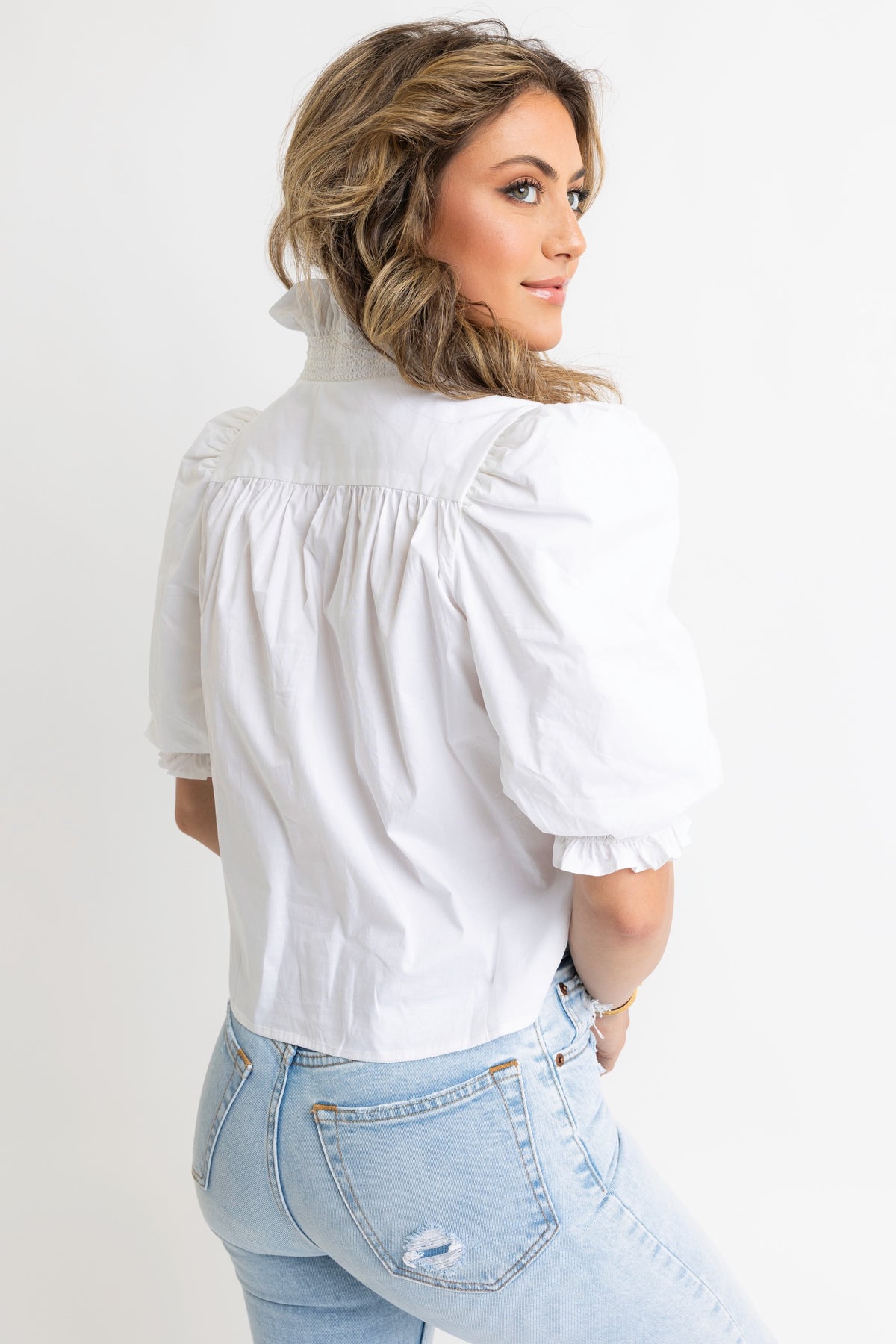 KARLIE CLOTHES Women's Top Karlie Poplin Ruffle Sleeve Top