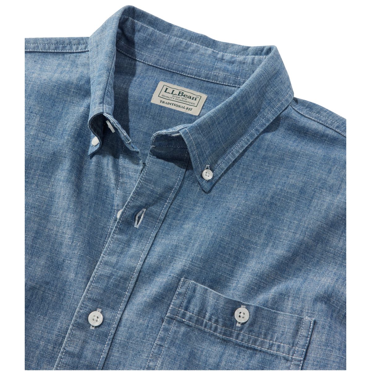 L.L.Bean Men's Sport Shirt L.L.Bean Men's Comfort Stretch® Chambray Shirt, Traditional Untucked Fit, Long-Sleeve