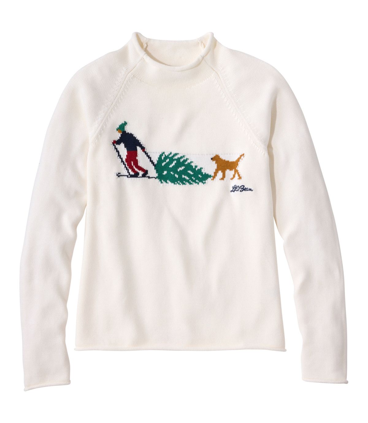 L.L.Bean Women's Sweaters BONE / XS L.L.Bean Women's The Original Double L® Sweater, Novelty Rollneck 528422B