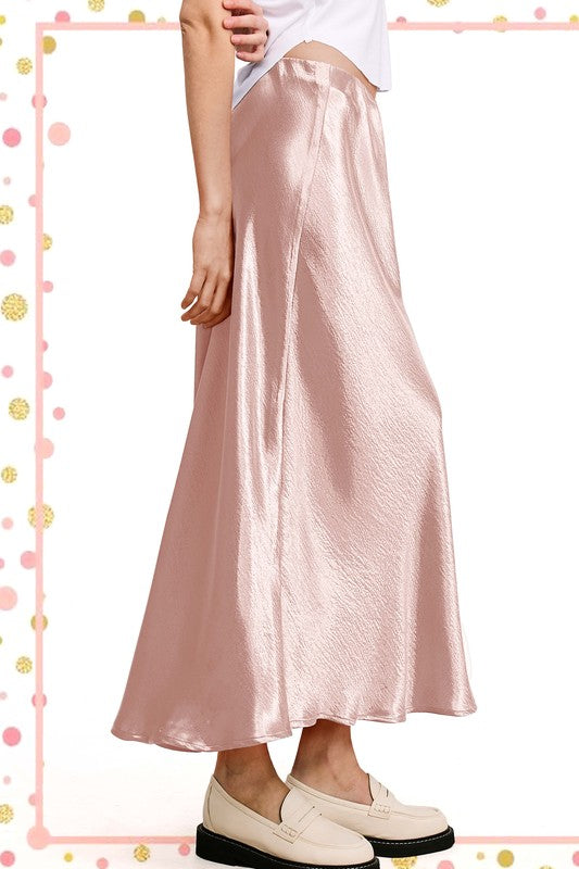 LA MIEL Women's Skirts Dressy Satin Long Panel Silhouette Skirt