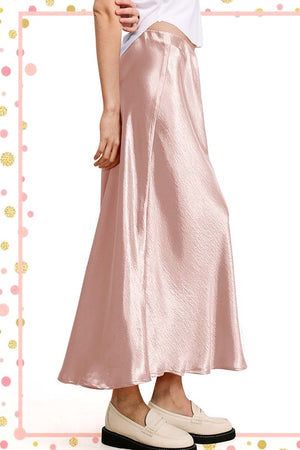 LA MIEL Women's Skirts Dressy Satin Long Panel Silhouette Skirt