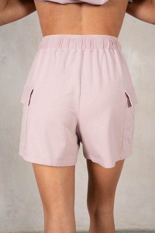 LABIZ Women's Shorts Cotton Modal Terry Cargo Pocket Shorts || David's Clothing