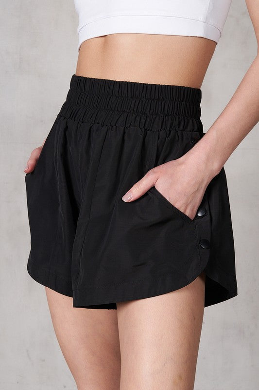 LABIZ Women's Shorts Wide Waistband Shorts with Side Snap-Down Closer