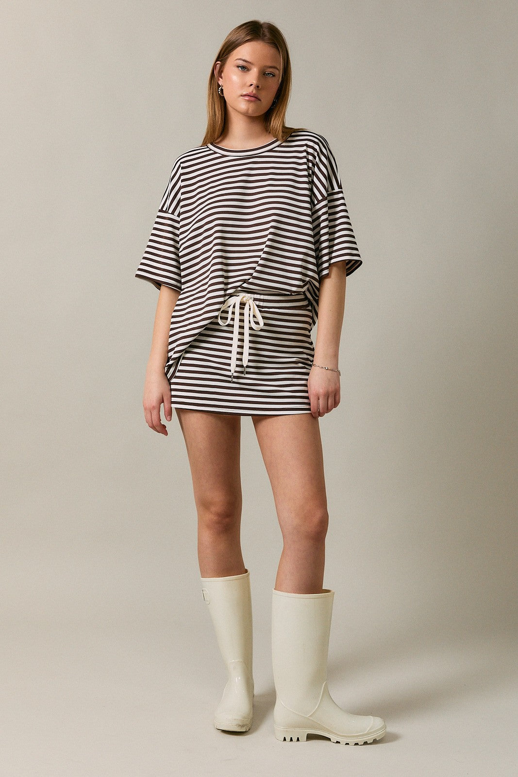 LELIS COLLECTION Short Sleeve Round Neck Oversized Stripe T-shirt