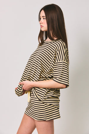 LELIS COLLECTION Short Sleeve Round Neck Oversized Stripe T-shirt
