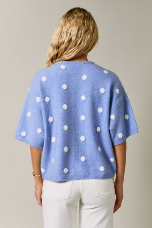 LELIS COLLECTION Women's Cardigans Polka Dot Sweater Cardigan Short Sleeve Crew Neck