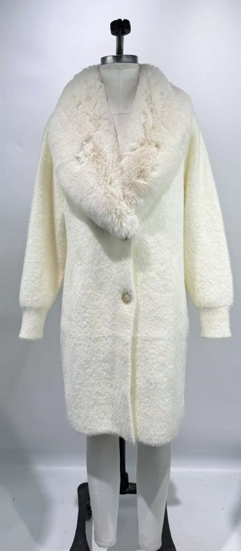 LENA Women Jackets Faux Fur Sweater Coat || David's Clothing