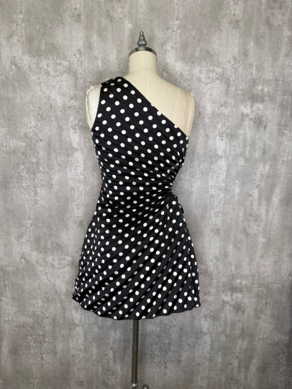 LENA Women's Dresses One Shoulder Polka Dot Mini Dress