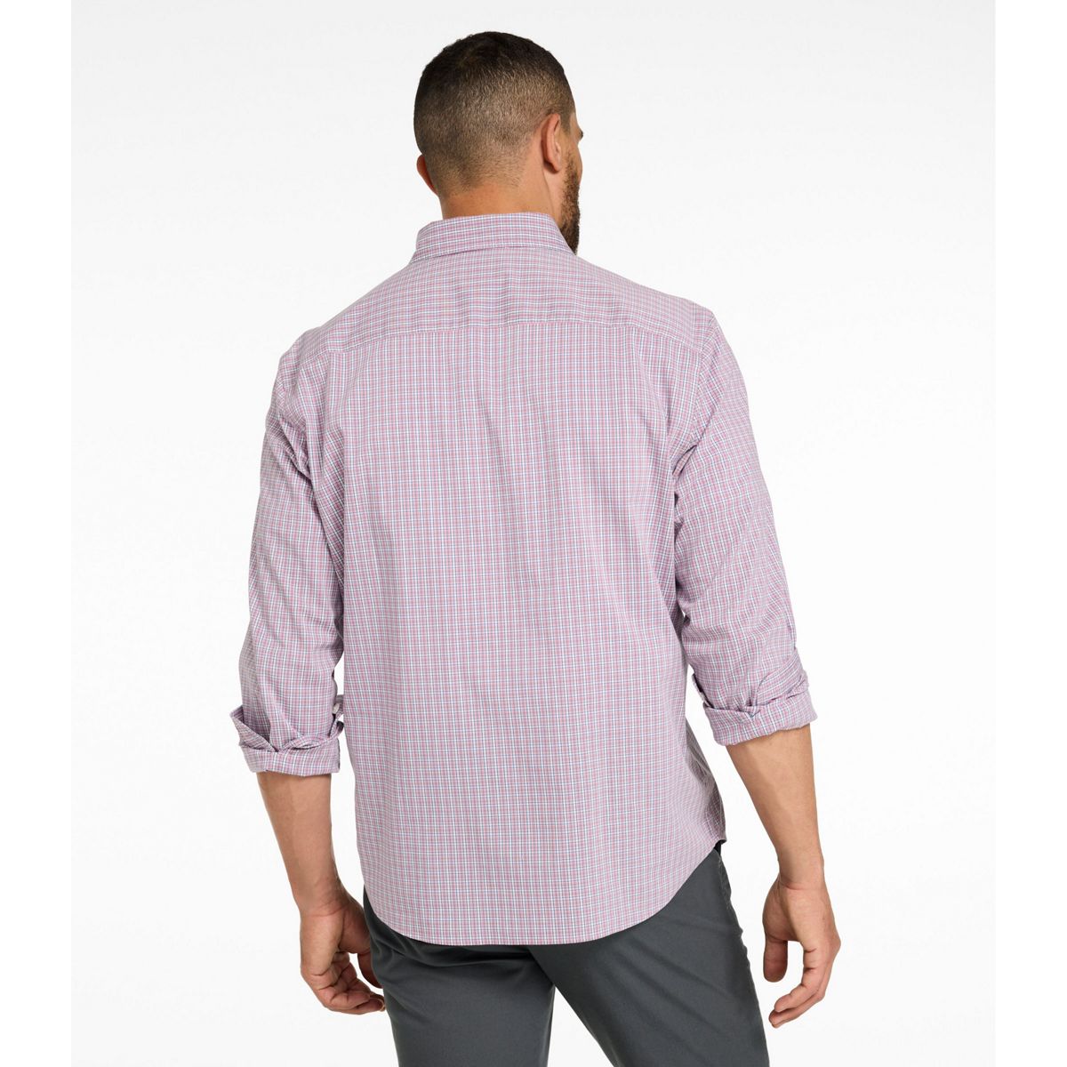 LL Bean 11-Mens Woven Shirt L.L.Bean Men's Comfort Stretch Performance® Shirt, Long-Sleeve, Slightly Fitted Untucked Fit, Plaid