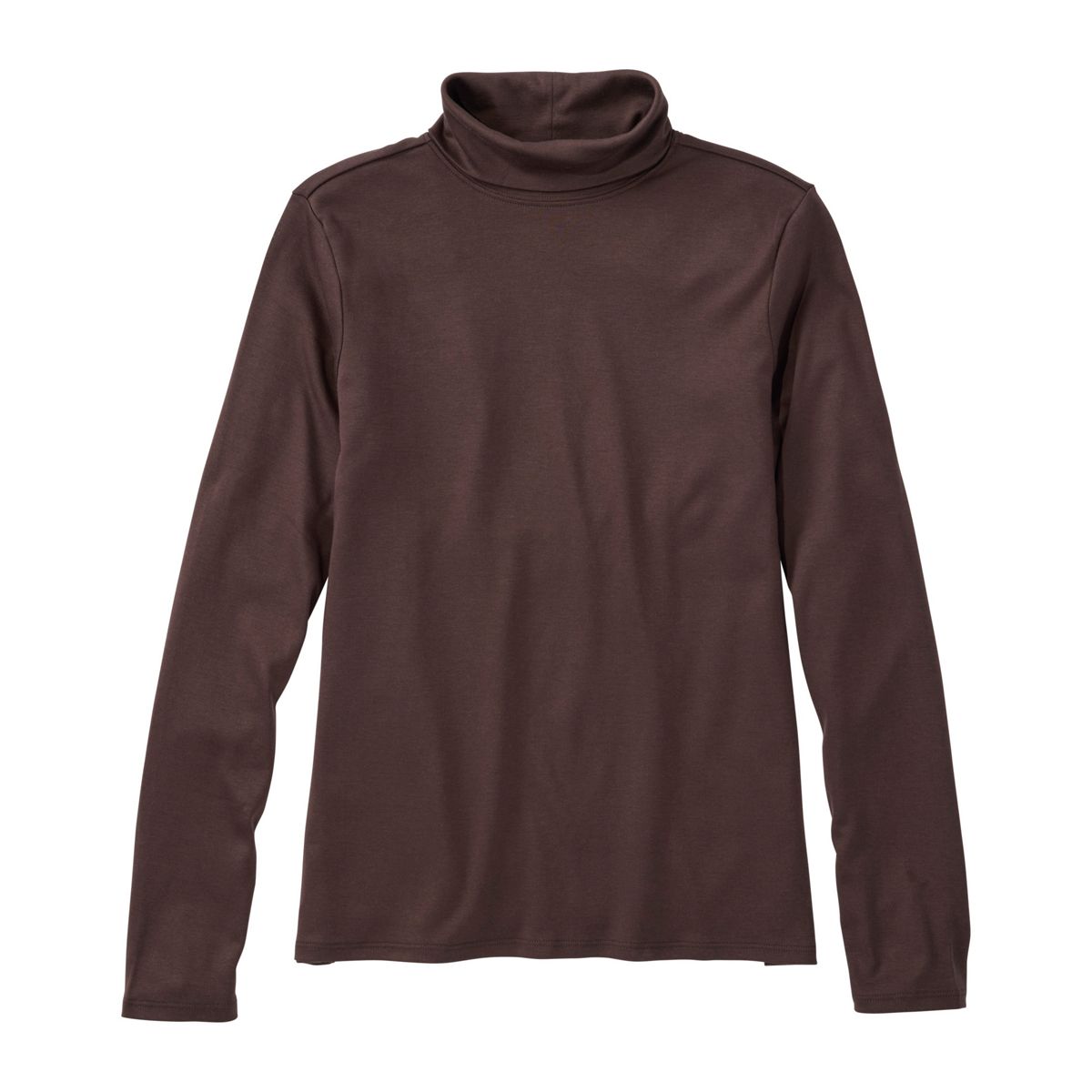 LL Bean 21-Women's Knit Top DEEPEST BROWN / XS L.L.Bean Women's Pima Cotton Turtleneck, Long-Sleeve 214949DB