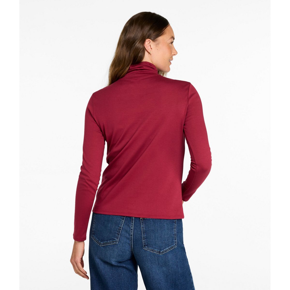 LL Bean 21-Women's Knit Top L.L.Bean Women's Pima Cotton Turtleneck, Long-Sleeve