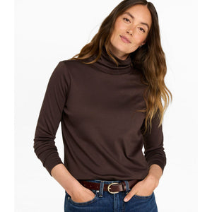 LL Bean 21-Women's Knit Top L.L.Bean Women's Pima Cotton Turtleneck, Long-Sleeve