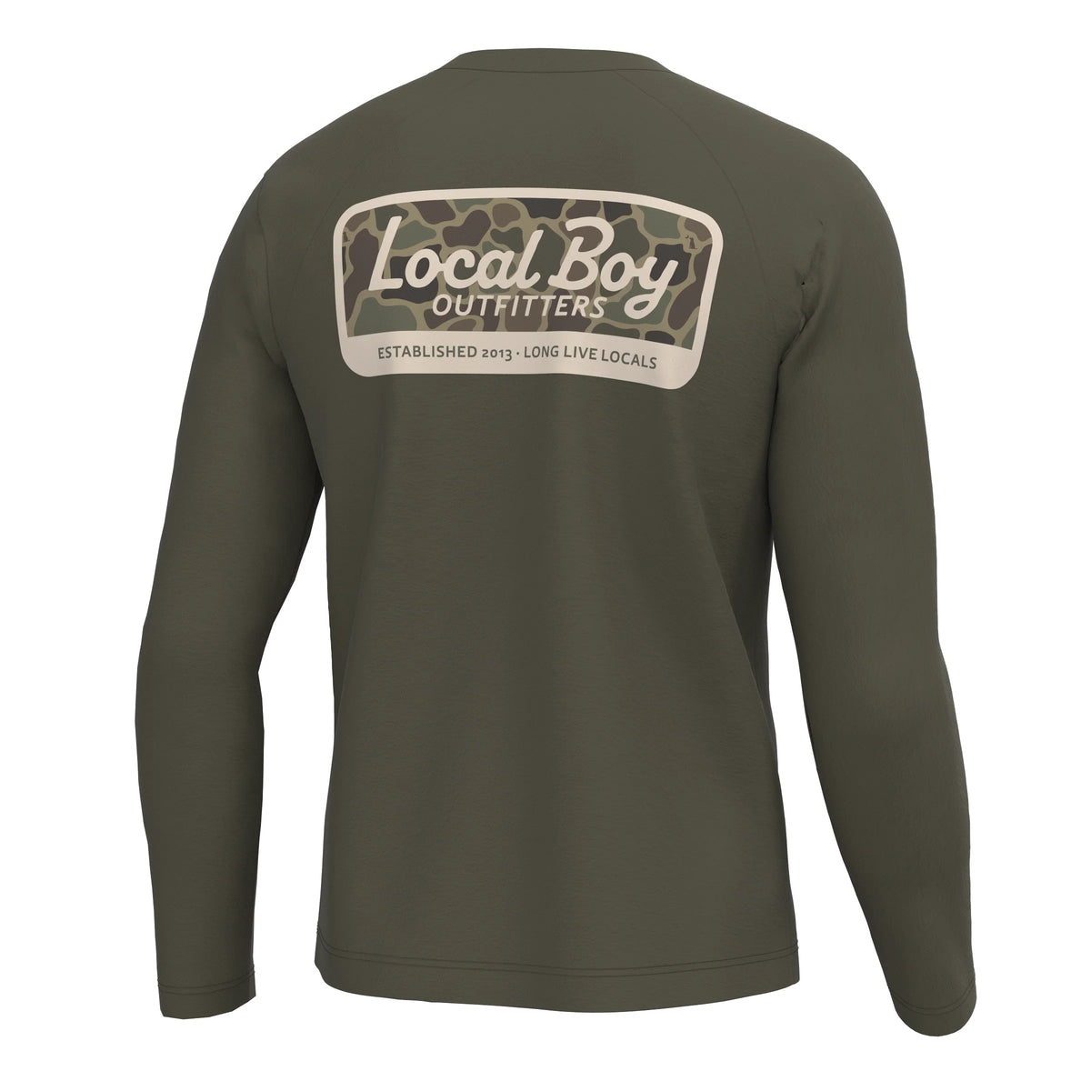 LOCAL BOY OUTFITTERS Kid's Tees Local Boy Youth Brush Camo Mark Long Sleeve Heather Performance Shirt