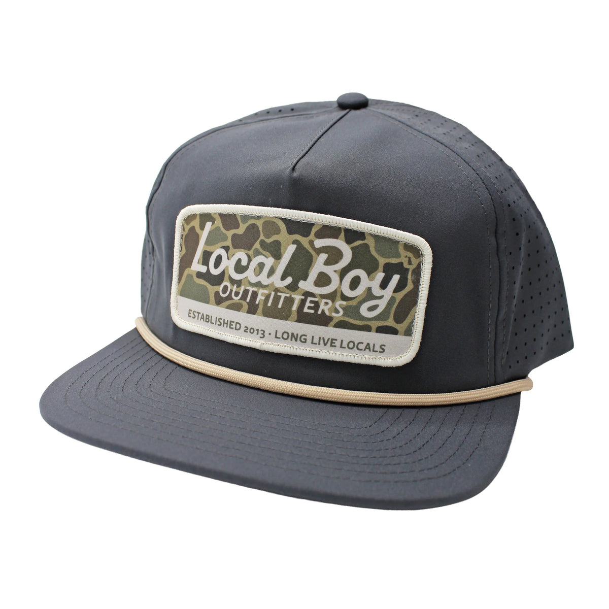 LOCAL BOY OUTFITTERS Men's Hats CHARCOAL Local Boy Men's Brush Camo Mark Low Profile Perforated Rope Hat L3000828CHA