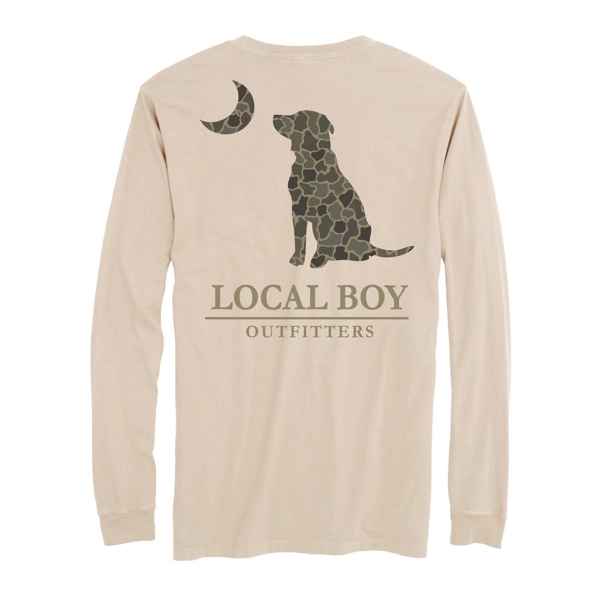 LOCAL BOY OUTFITTERS Men's Tees Local Boy Men's Brush Camo Dog & Moon Long Sleeve T-Shirt