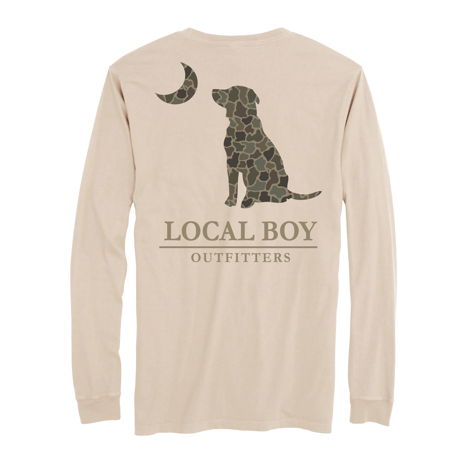 LOCAL BOY OUTFITTERS Men's Tees Local Boy Men's Brush Camo Dog & Moon Long Sleeve T-Shirt