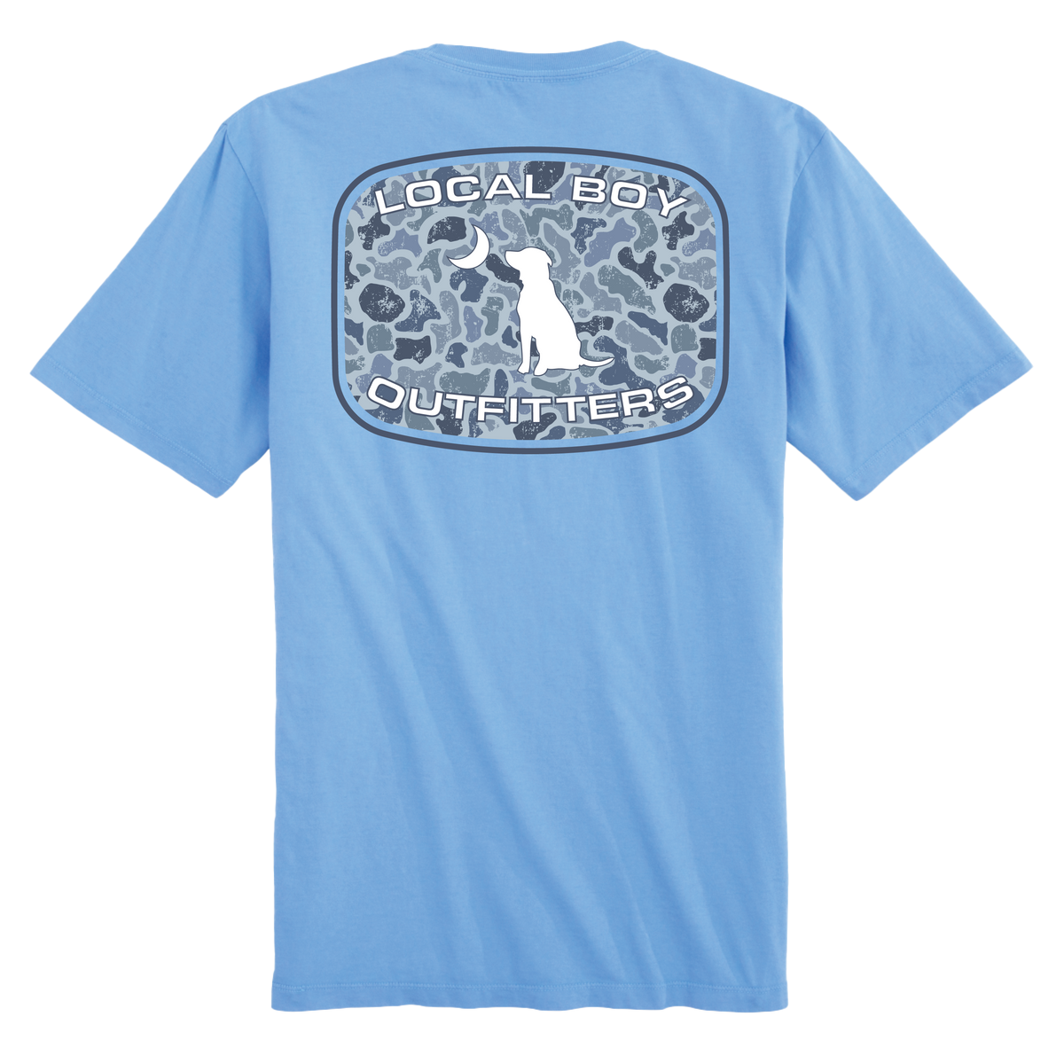 LOCAL BOY OUTFITTERS Men's Tees WASHED DENIM / S Local Boy Men's Distressed LCF Cobalt Patch T-Shirt L1000783WDM