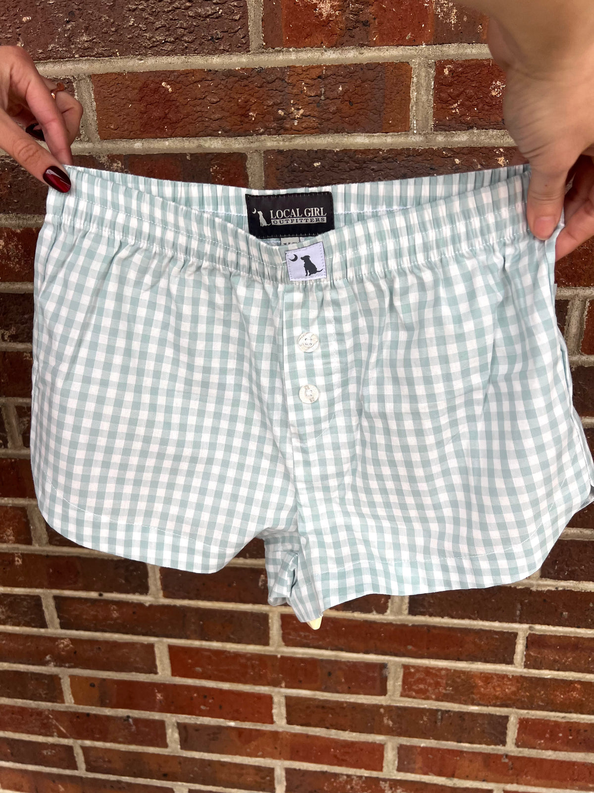 LOCAL GIRL 28-Women's Activewea JADE GRN / XS Local Girl Gingham Boxer Short L5160005SS26