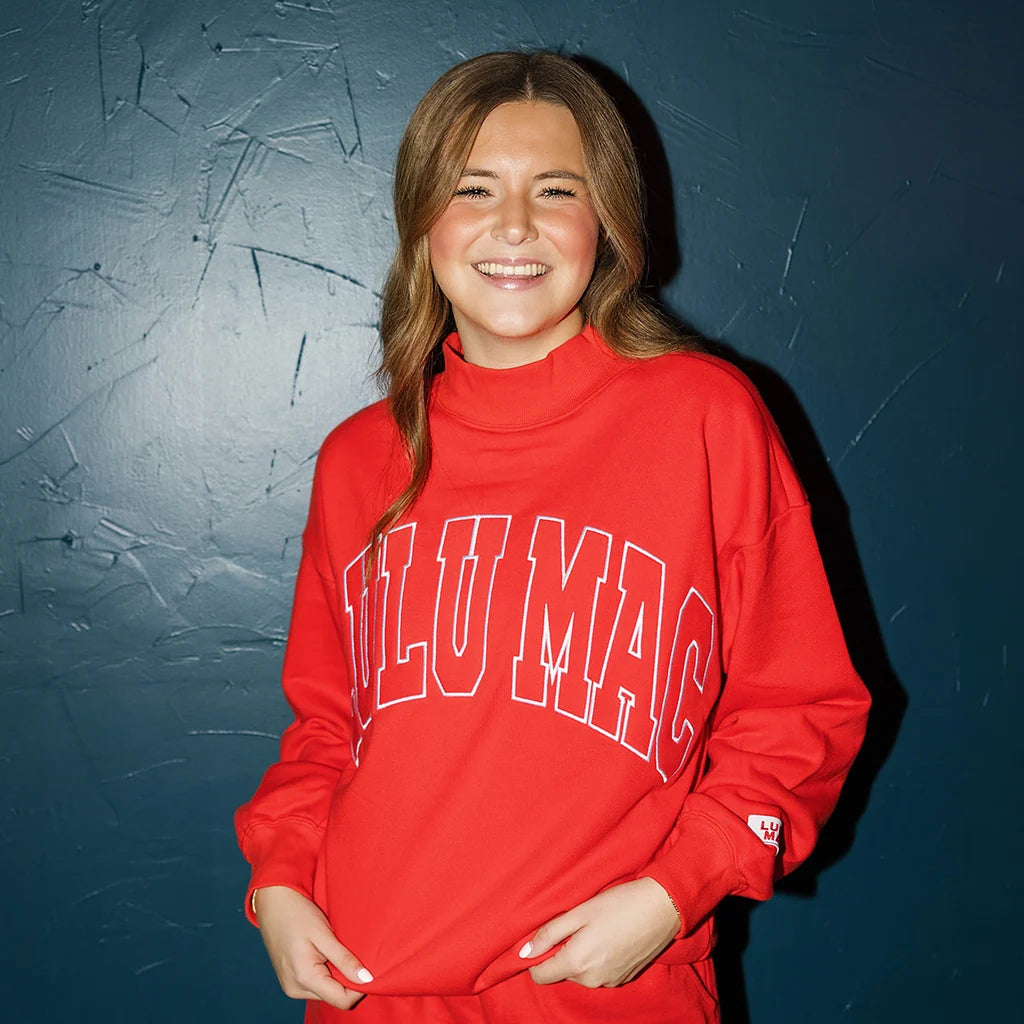 LU LU MAC Women's Sweatshirt ORANGE / XS Lulu Mac Stitch Mockneck Terry Cloth Top LM-TP-1002O