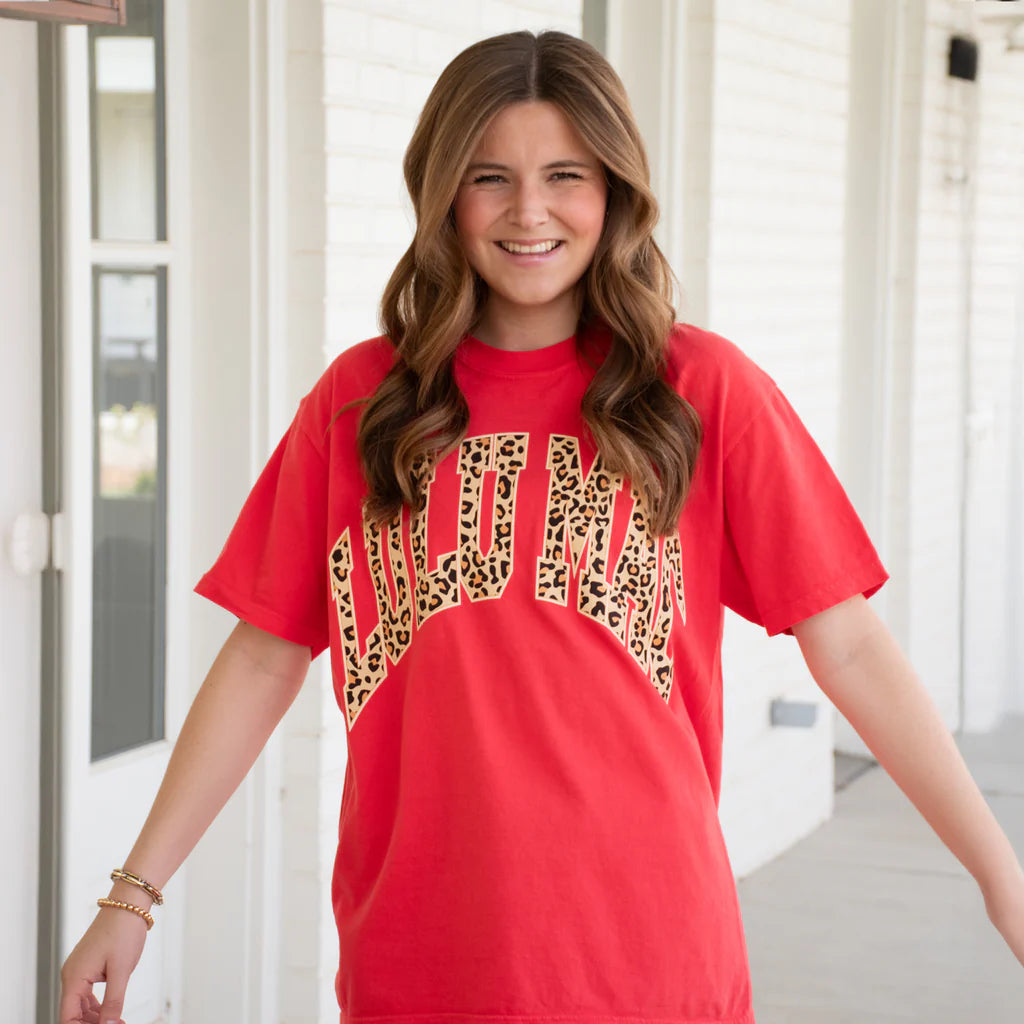 LU LU MAC Women's Top BLOSSOM / S Lulu Mac Leopard Print Logo Tee LM-LPBL