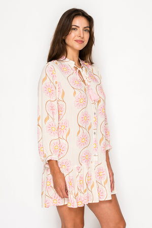 MEET ME IN SANTORINI Women's Dresses Floral Swirl Short Dress