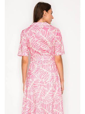MEET ME IN SANTORINI Women's Dresses Hisbiscus Palms Shirt Dress