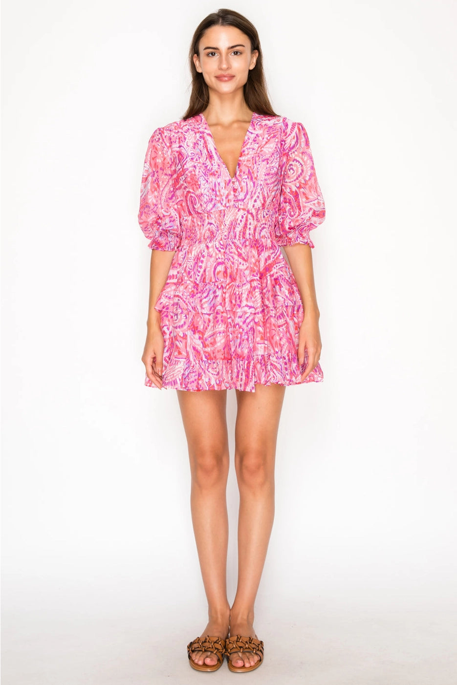 MEET ME IN SANTORINI Women's Dresses Rosey Echoes Short Dress