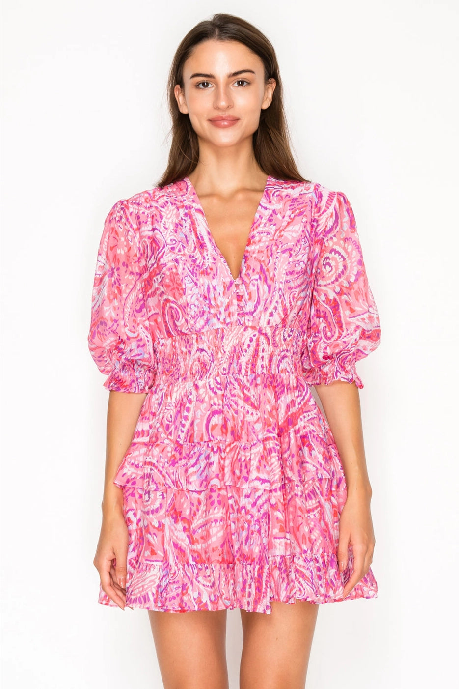 MEET ME IN SANTORINI Women's Dresses Rosey Echoes Short Dress