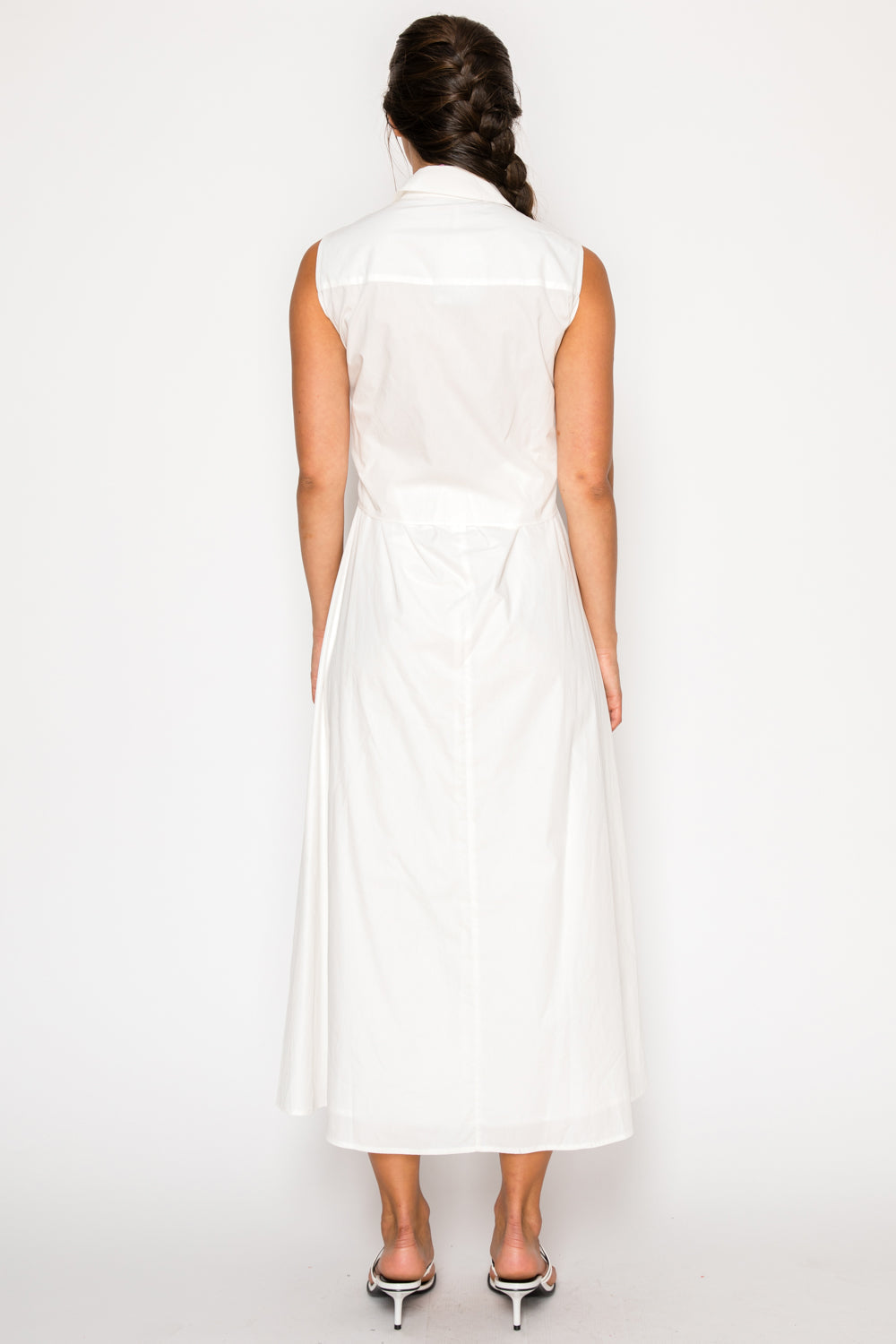 MEET ME IN SANTORINI Women's Dresses White Poplin Shirt Dress