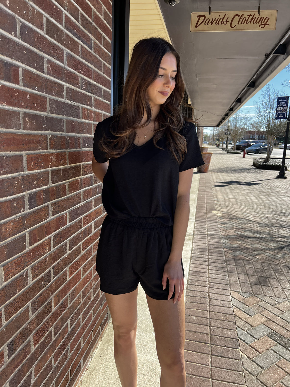 MEET ME IN SANTORINI Women's Shorts Black White Sands Set