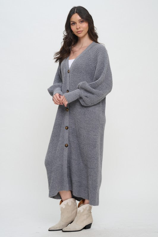 MEET ME IN SANTORINI Women's Sweaters Heather Grey Sweater Long Duster