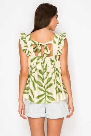 MEET ME IN SANTORINI Women's Top Olive Fern Top