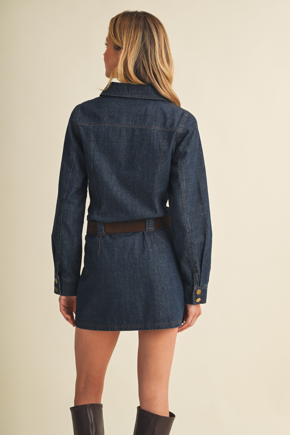 MUSTARD SEED Women's Dresses Point Collar Rigid Denim Shirtdress