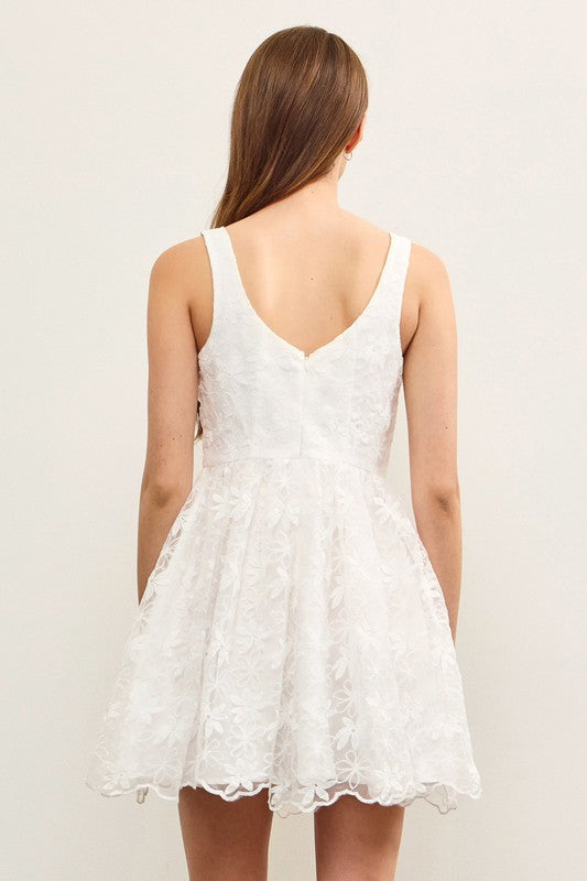 Square Neck Floral Organza Sleeveless Dress || David's Clothing Square Neck Floral Organza Sleeveless Dress || David's Clothing