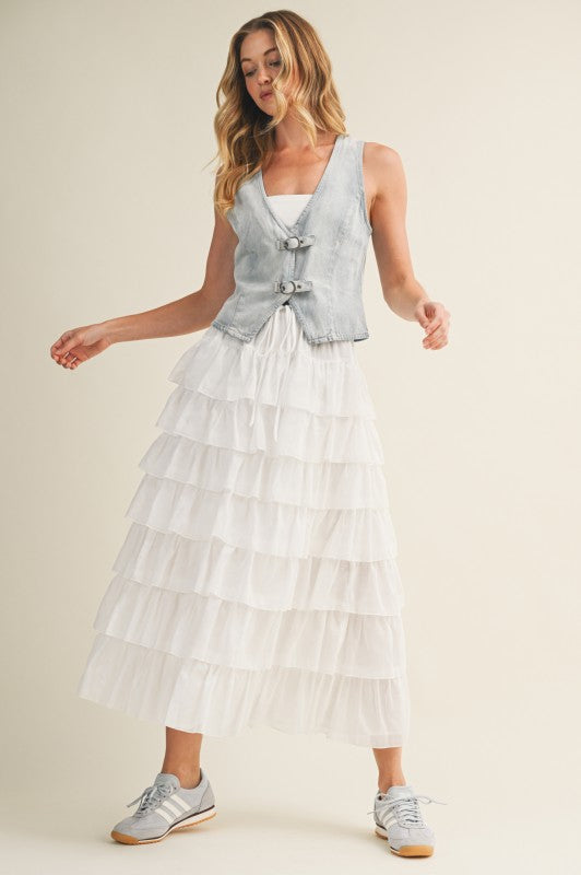 MUSTARD SEED Women's Skirts Tiered Ruffle Drawstring Waist Skirt