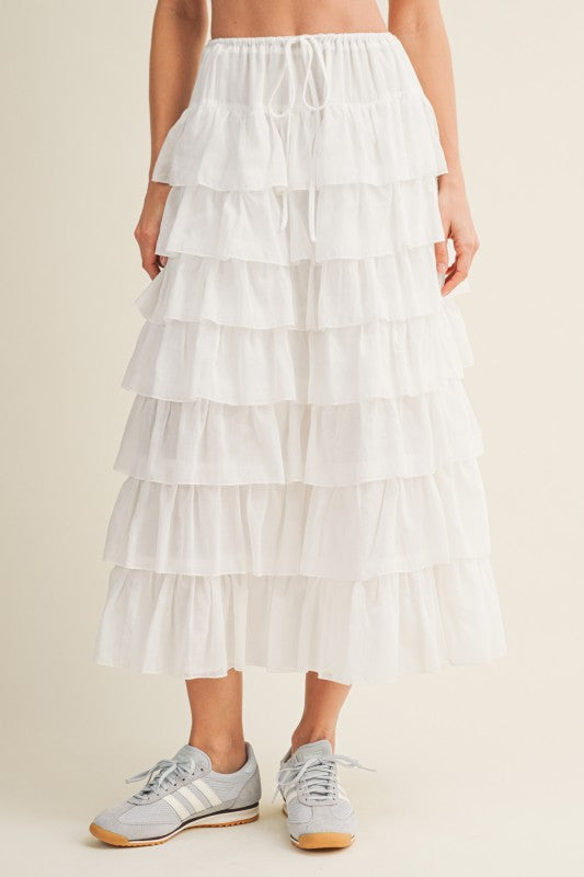 MUSTARD SEED Women's Skirts Tiered Ruffle Drawstring Waist Skirt