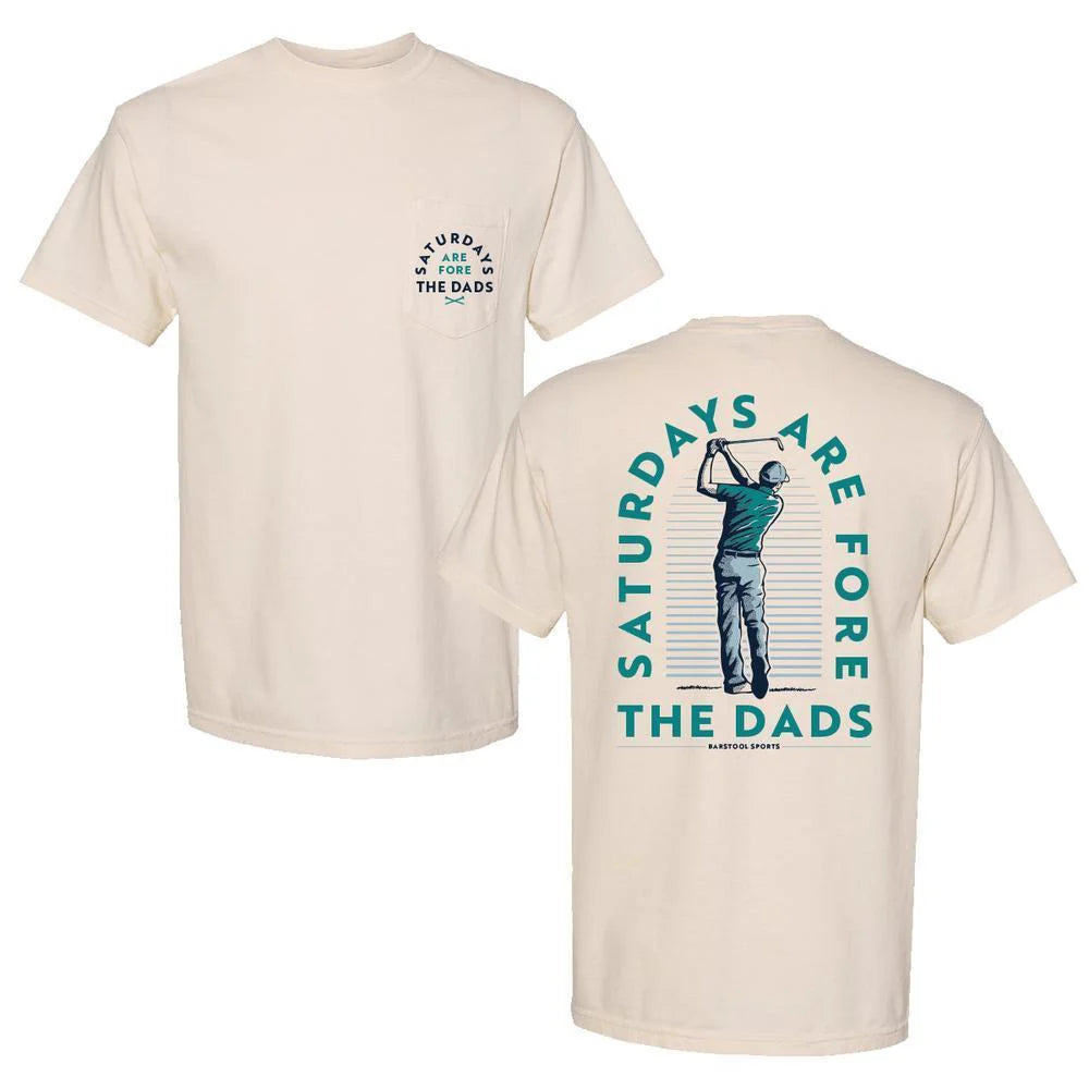 OLD ROW Men's Tees Barstool Sports Saturdays Are Fore The Dads Golfer Pocket Tee