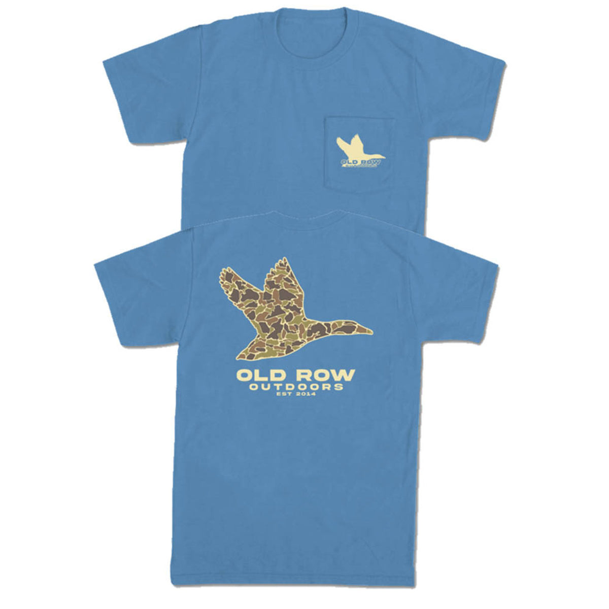 OLD ROW Men's Tees Old Row Outdoors Flying Duck Pocket T-Shirt - Washed Denim Blue