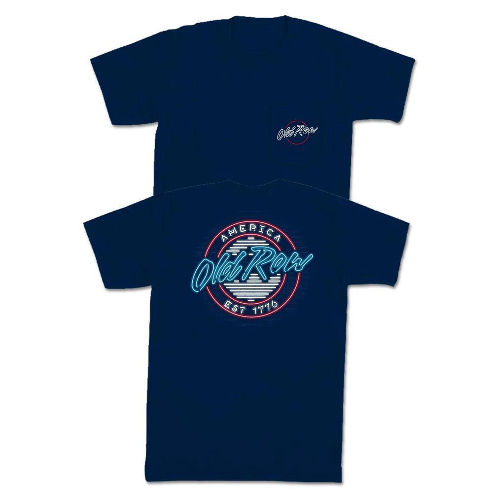 OLD ROW Men's Tees Old Row USA Neon Circle Logo Pocket Tee