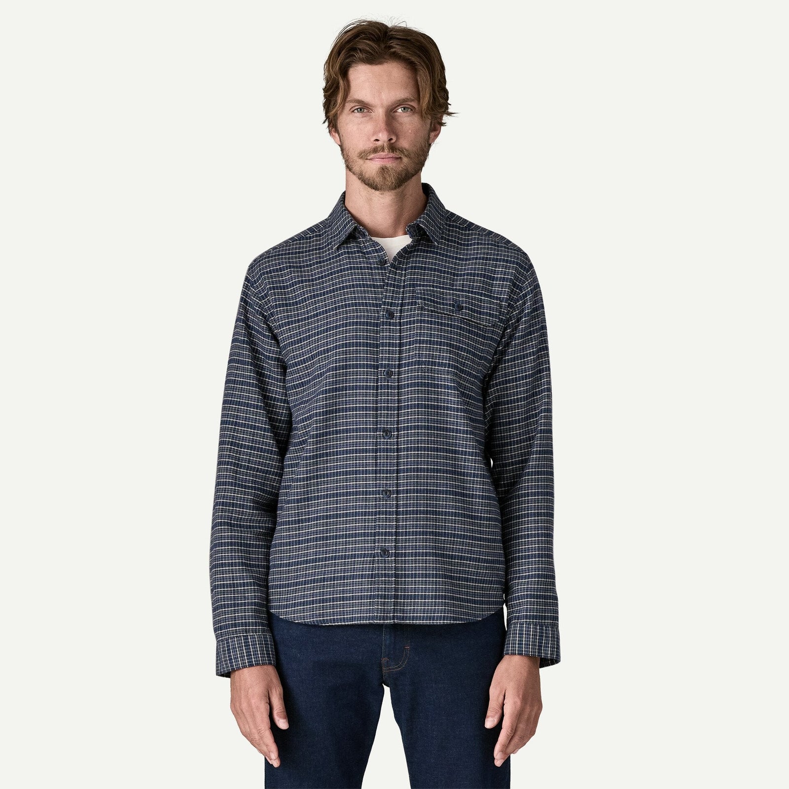 PATAGONIA Men's Sport Shirt SUNKEN BLUE / S Patagonia Men's Long-Sleeved Lightweight Fjord Flannel Shirt 42410TRSN