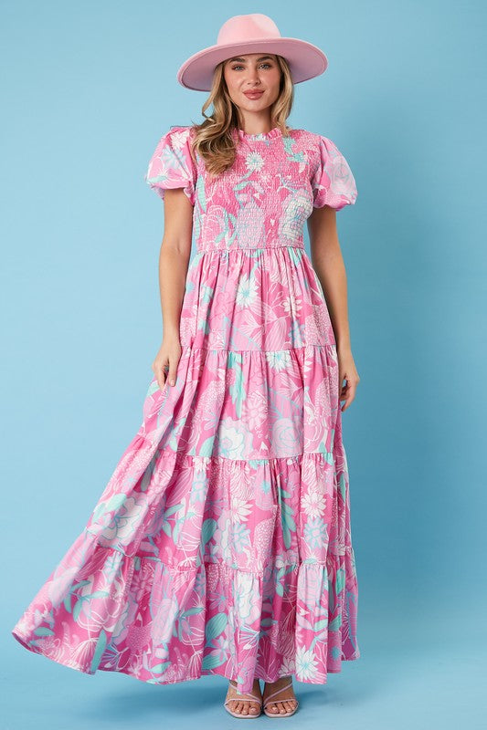PEACH LOVE Women's Dresses Cheetah Floral Poplin Maxi Dress || David's Clothing