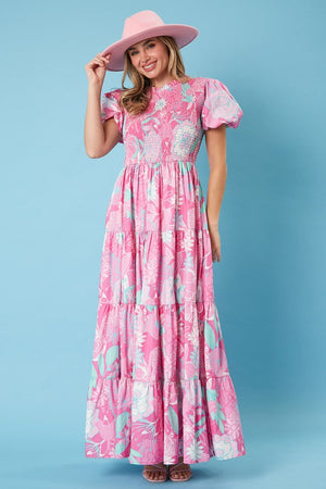 PEACH LOVE Women's Dresses Cheetah Floral Poplin Maxi Dress || David's Clothing