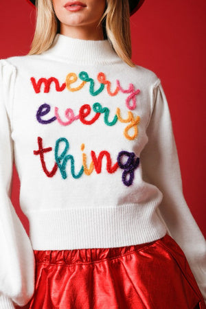 PEACH LOVE Women's Sweaters 'Merry Everything' Lurex Embroidery Sweater || David's Clothing