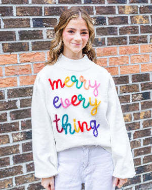 PEACH LOVE Women's Sweaters 'Merry Everything' Lurex Embroidery Sweater || David's Clothing