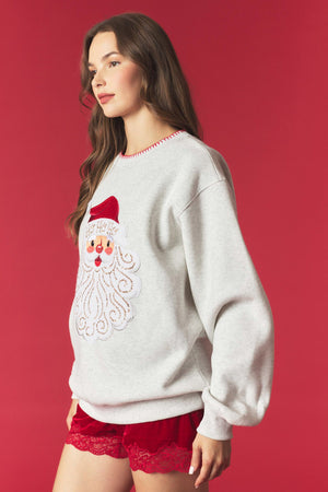 PEACH LOVE Women's Sweatshirt Santa Fur Embo Detailed French Terry Sweatshirt