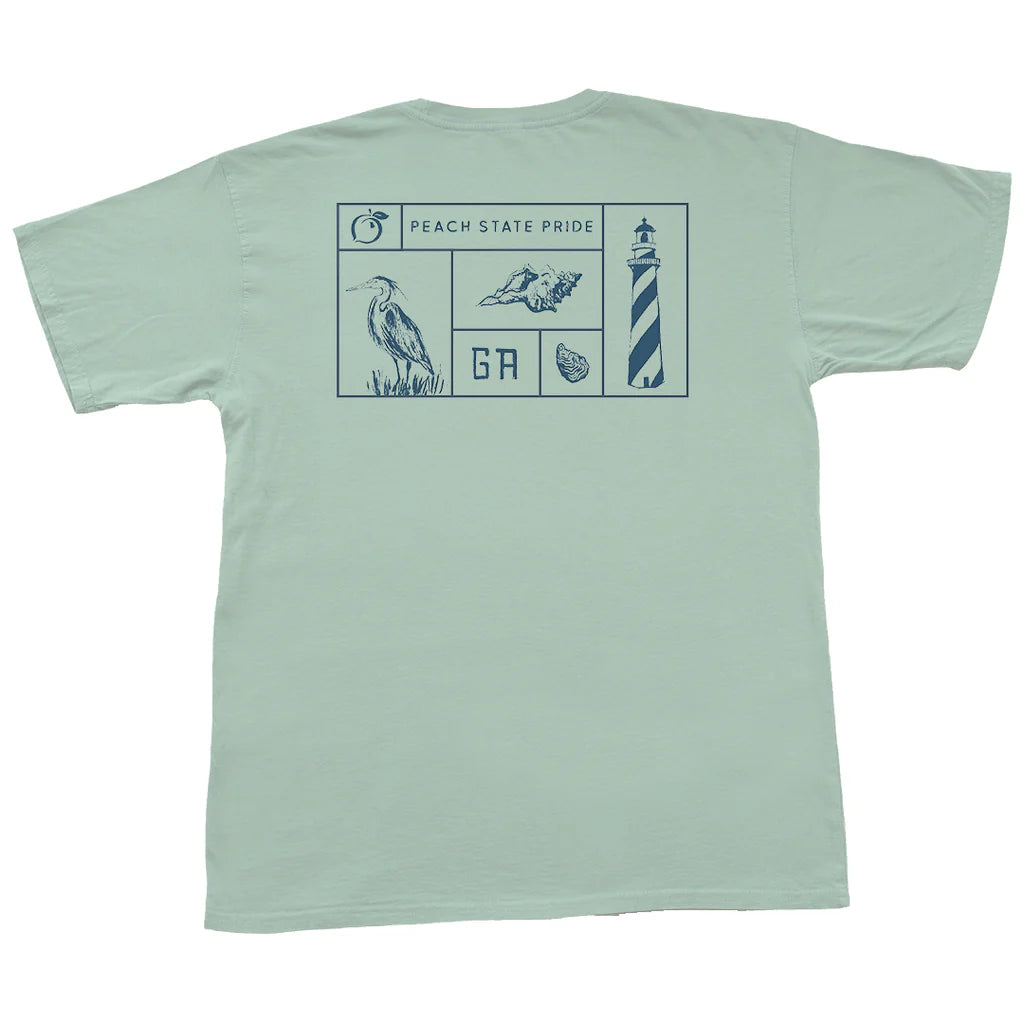 PEACH STATE PRIDE Men's Tees Peach State Pride Georgia Coast Short Sleeve Pocket Tee
